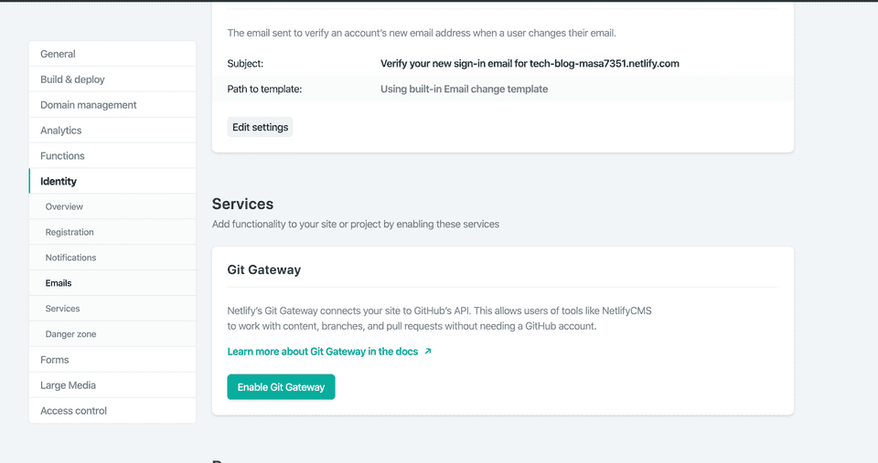 enable git gateway step1